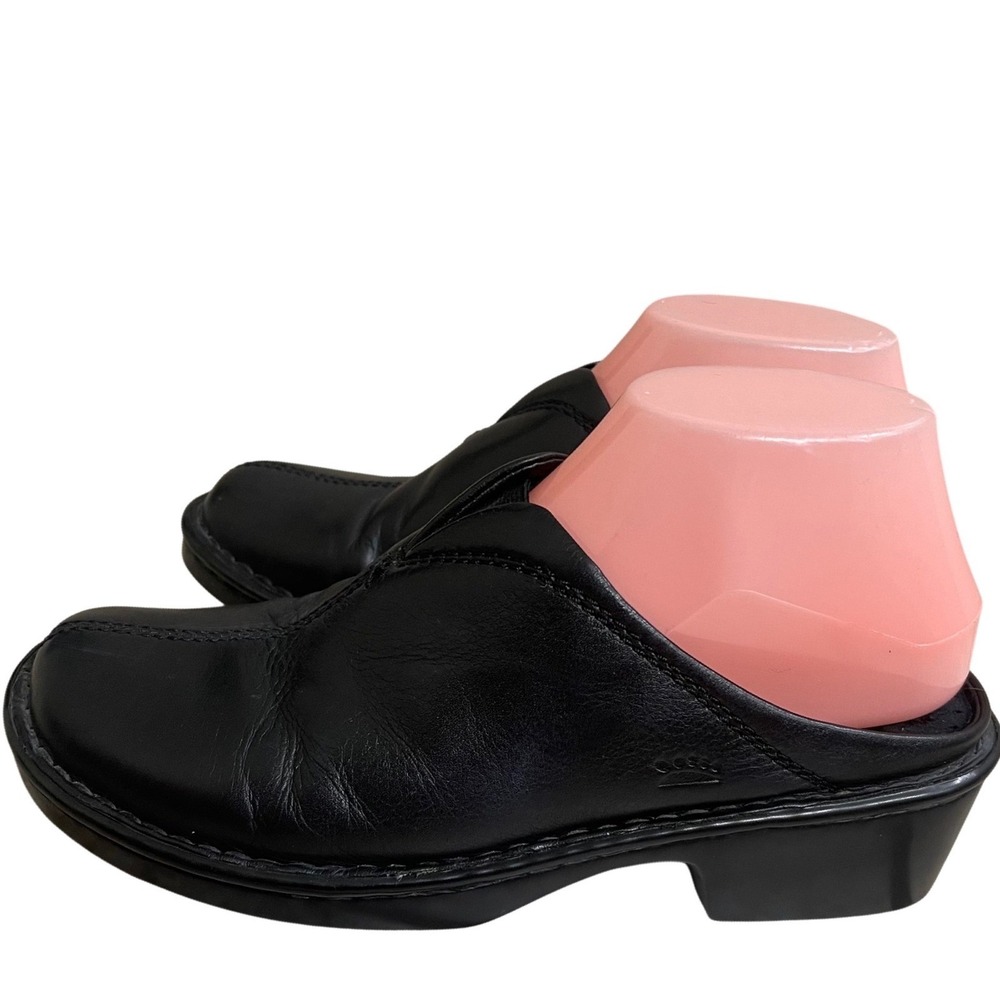 Spring step Lexi Black Leather Mules Clogs Womens Size 8 Block Heel Slip On